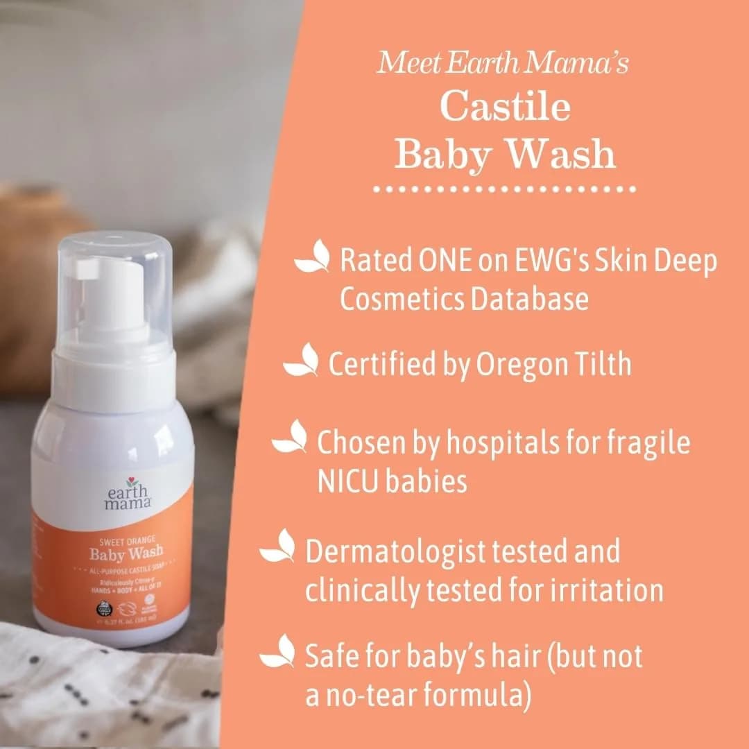 Earth Mama Sweet Orange Baby Wash Foaming Soap 185ml (6.27 Fl Oz) | Gentle Castile Soap for Sensitive Skin - view 5