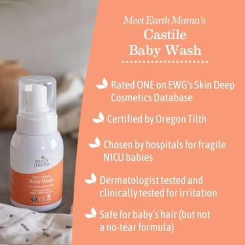 Earth Mama Sweet Orange Baby Wash Foaming Soap 185ml (6.27 Fl Oz) | Gentle Castile Soap for Sensitive Skin thumbnail 5
