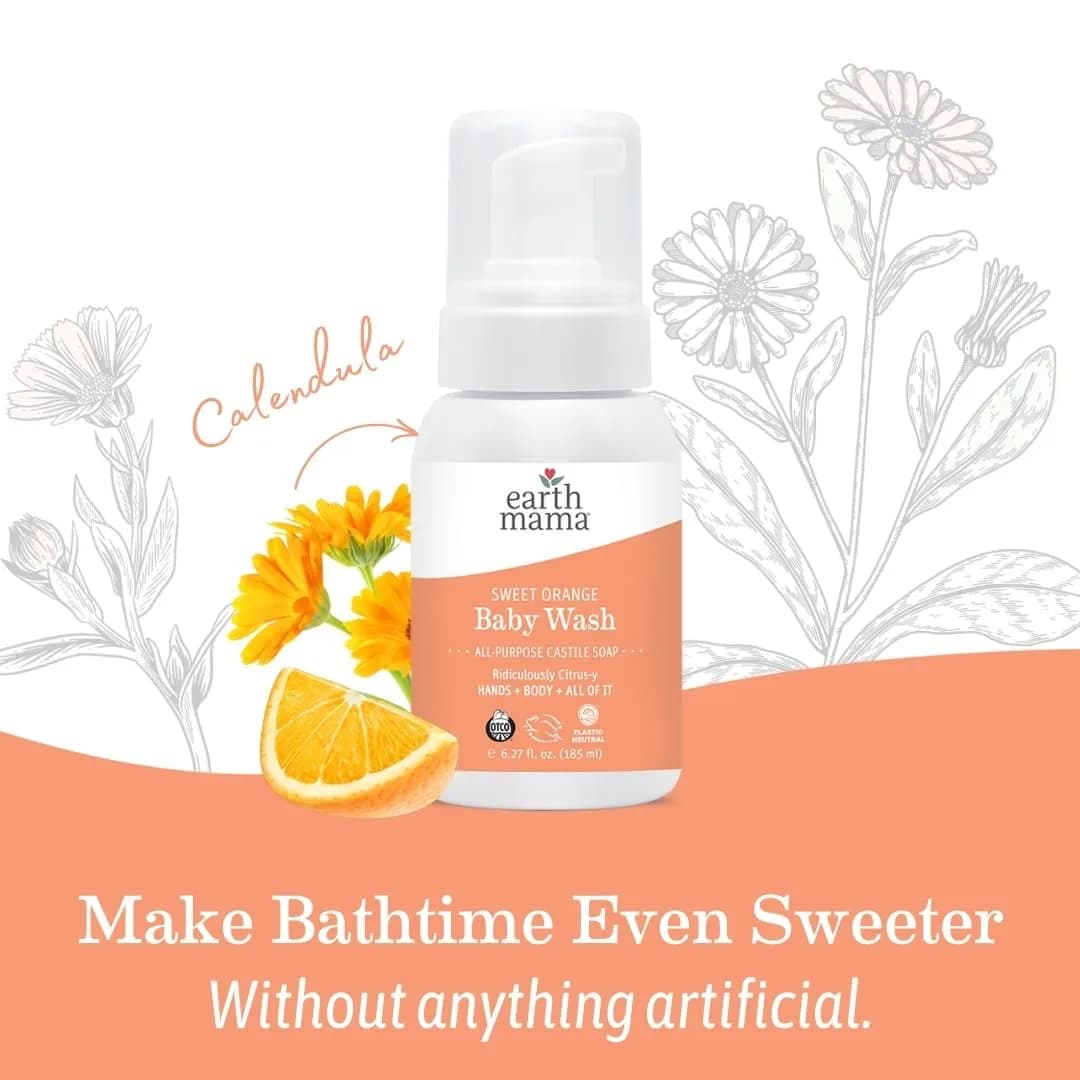 Earth Mama Sweet Orange Baby Wash Foaming Soap 185ml (6.27 Fl Oz) | Gentle Castile Soap for Sensitive Skin - view 8