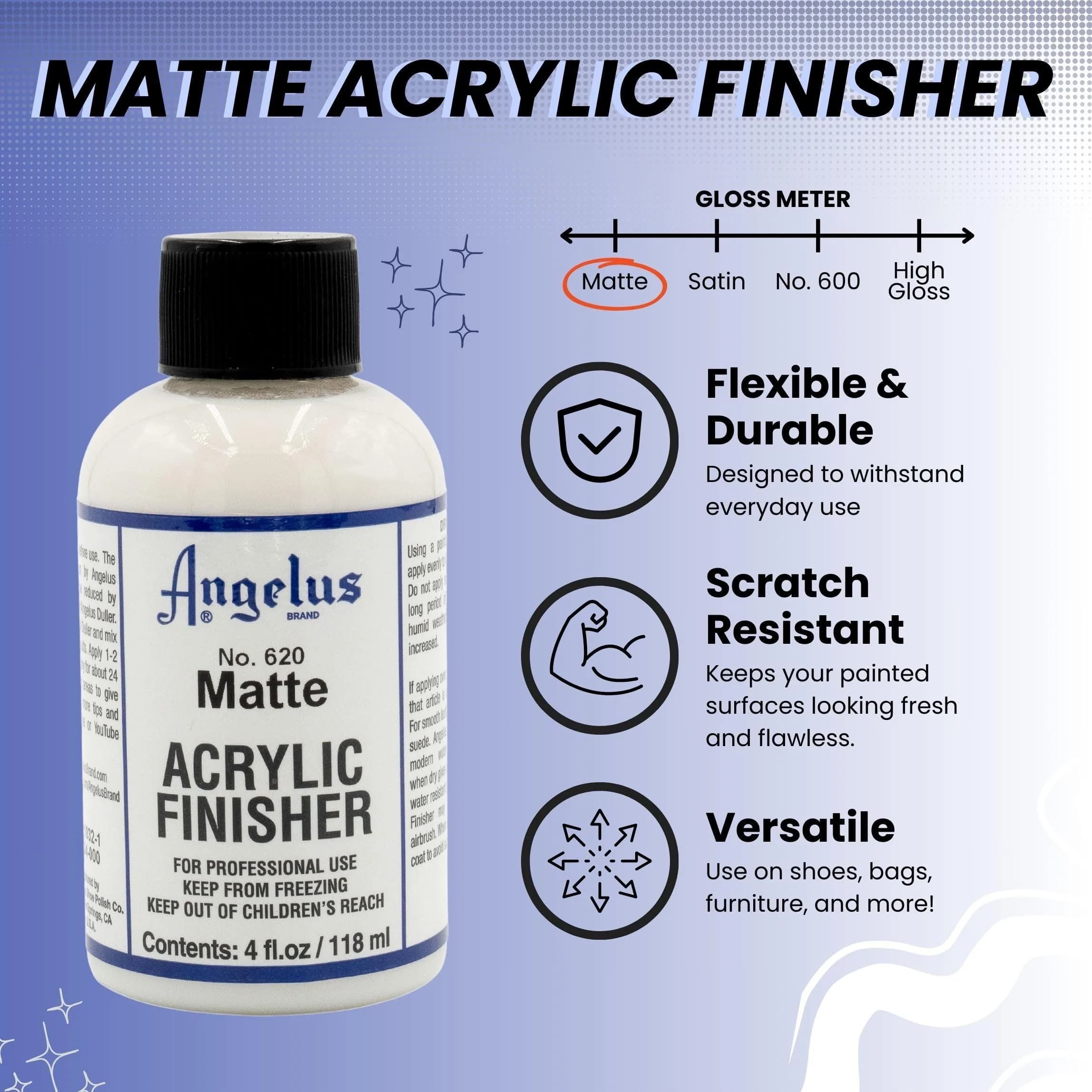 Angelus Matte Acrylic Finisher 118ml (4 fl Oz) | Seals Leather Art, Scratch-Resistant, Non-Glossy - view 2