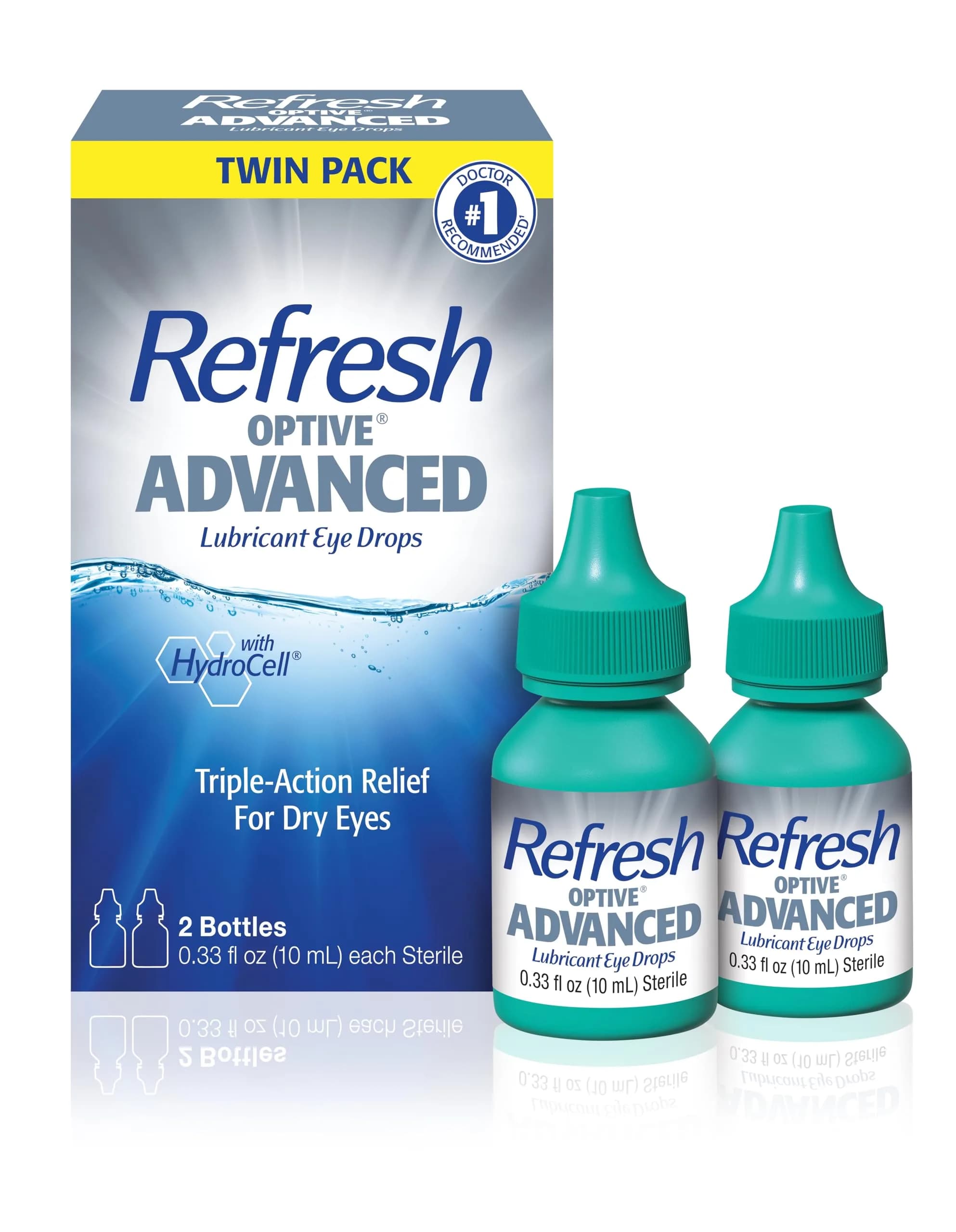 Refresh Optive Advanced Lubricant Eye Drops 20 mL | Triple-Action Relief for Dry Eyes