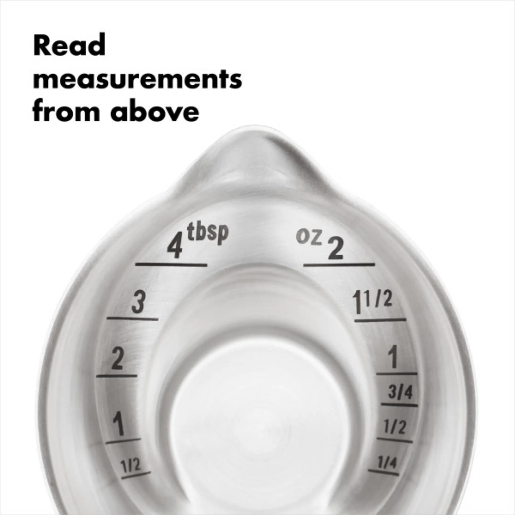 OXO Steel Angled Measuring Jigger 59ml (2 fl oz) | Patented Angled Surface for Easy Reading - view 2