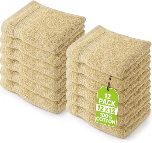 Utopia Towels 12 Pack Premium Wash Cloths, 12x12 in, 100% Cotton, Champagne | Highly Absorbent & Soft thumbnail 1