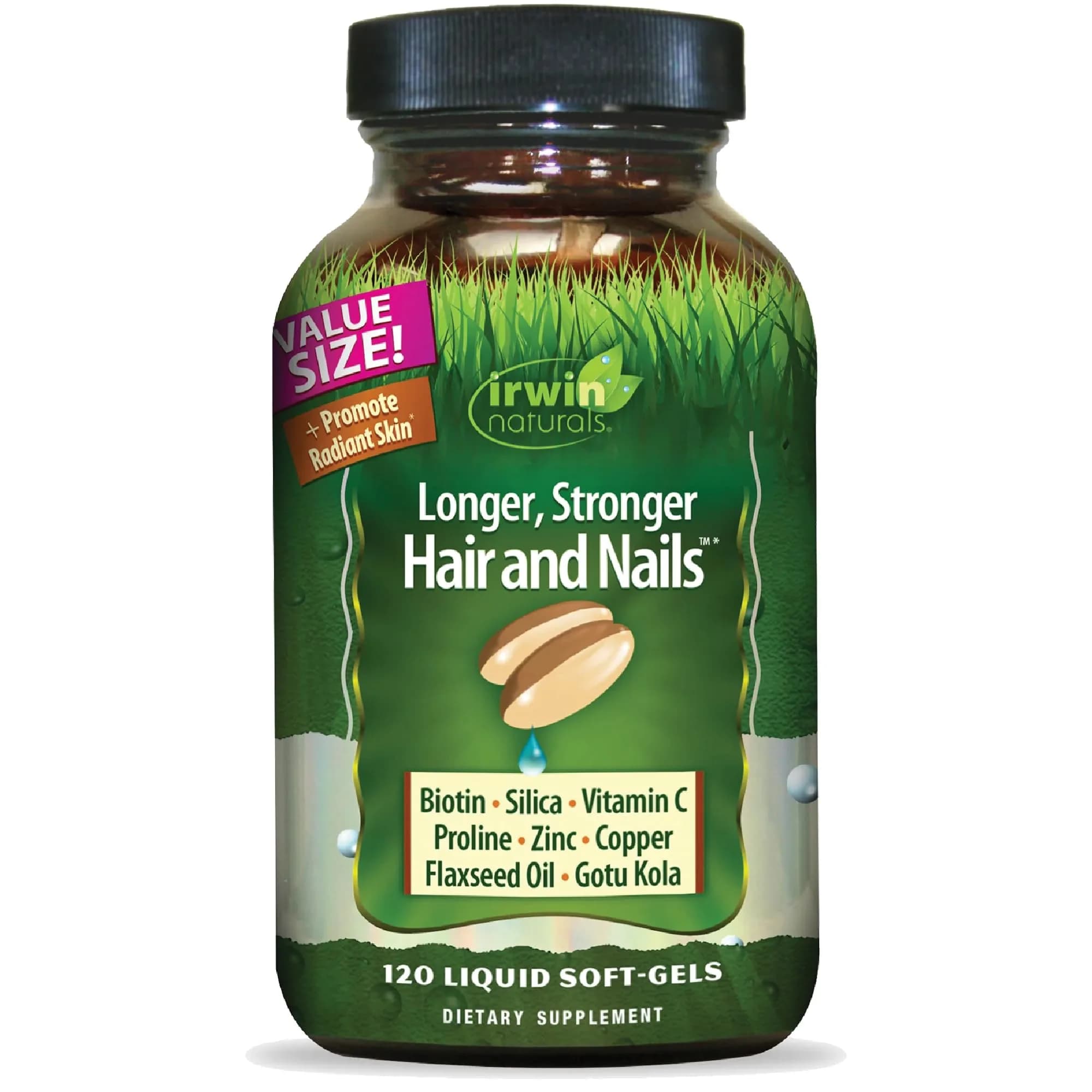 Irwin Naturals Longer, Stronger Hair & Nails Beauty Formula | 120 Softgels — Brown