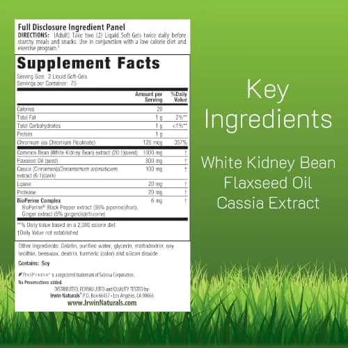 Irwin Naturals 3-in-1 Carb Blocker Softgel 150 Count | Supports Metabolism & Digestion thumbnail 2