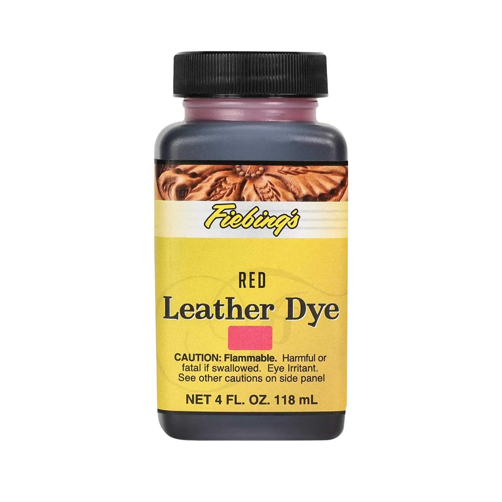 Fiebing's Red Leather Dye 118ml (4 Fl Oz) | Permanent Alcohol-Based Dye for Vegetable Tanned Leather - main product image