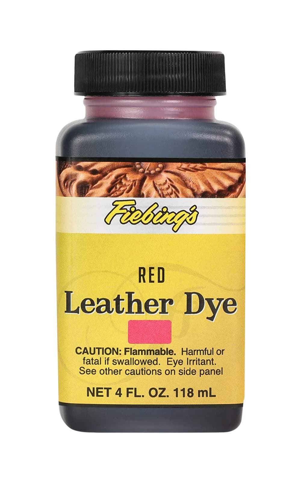 Fiebing's Red Leather Dye 118ml (4 Fl Oz) | Permanent Alcohol-Based Dye for Vegetable Tanned Leather - main product image