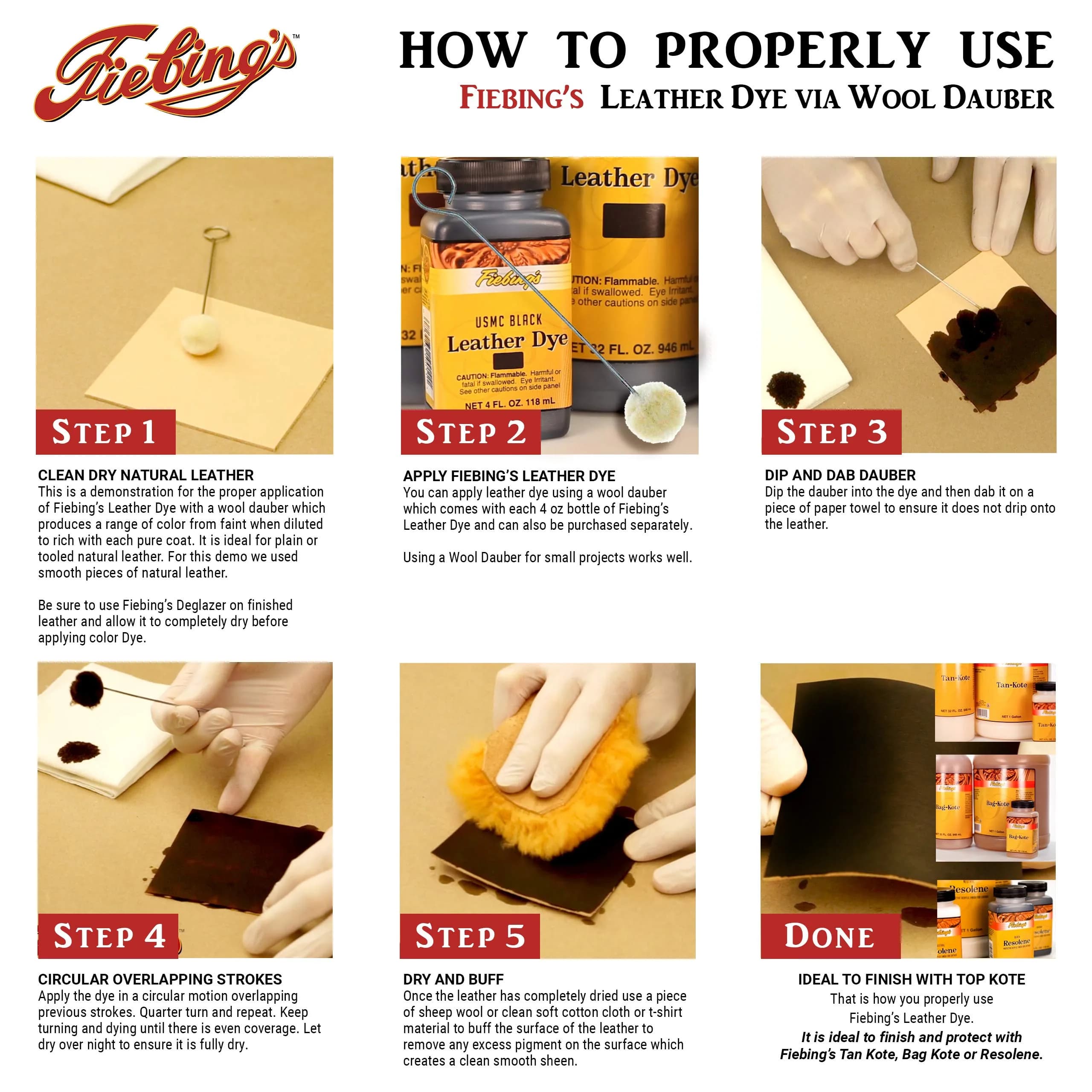 Fiebing's Red Leather Dye 118ml (4 Fl Oz) | Permanent Alcohol-Based Dye for Vegetable Tanned Leather - view 4
