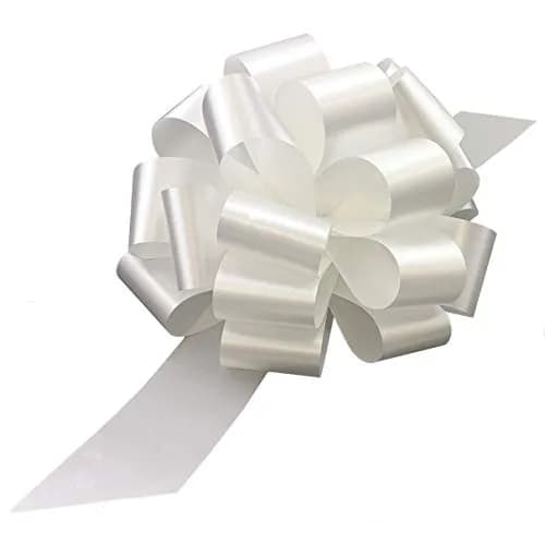 GiftWrap Etc. Large White Wedding Pull Bows - 9 Inch (22.86 cm) Wide, Set of 6 | Elegant Solid Polyester for Parties & Gifts thumbnail 1