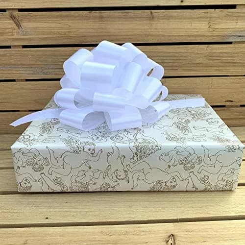 GiftWrap Etc. Large White Wedding Pull Bows - 9 Inch (22.86 cm) Wide, Set of 6 | Elegant Solid Polyester for Parties & Gifts thumbnail 7