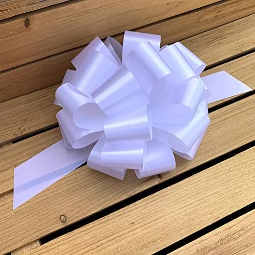 GiftWrap Etc. Large White Wedding Pull Bows - 9 Inch (22.86 cm) Wide, Set of 6 | Elegant Solid Polyester for Parties & Gifts thumbnail 8
