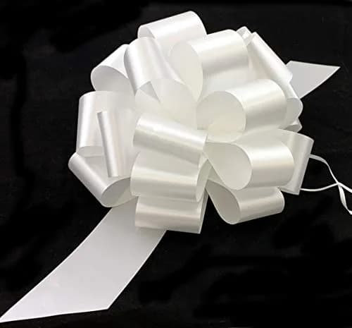 GiftWrap Etc. Large White Wedding Pull Bows - 9 Inch (22.86 cm) Wide, Set of 6 | Elegant Solid Polyester for Parties & Gifts thumbnail 3