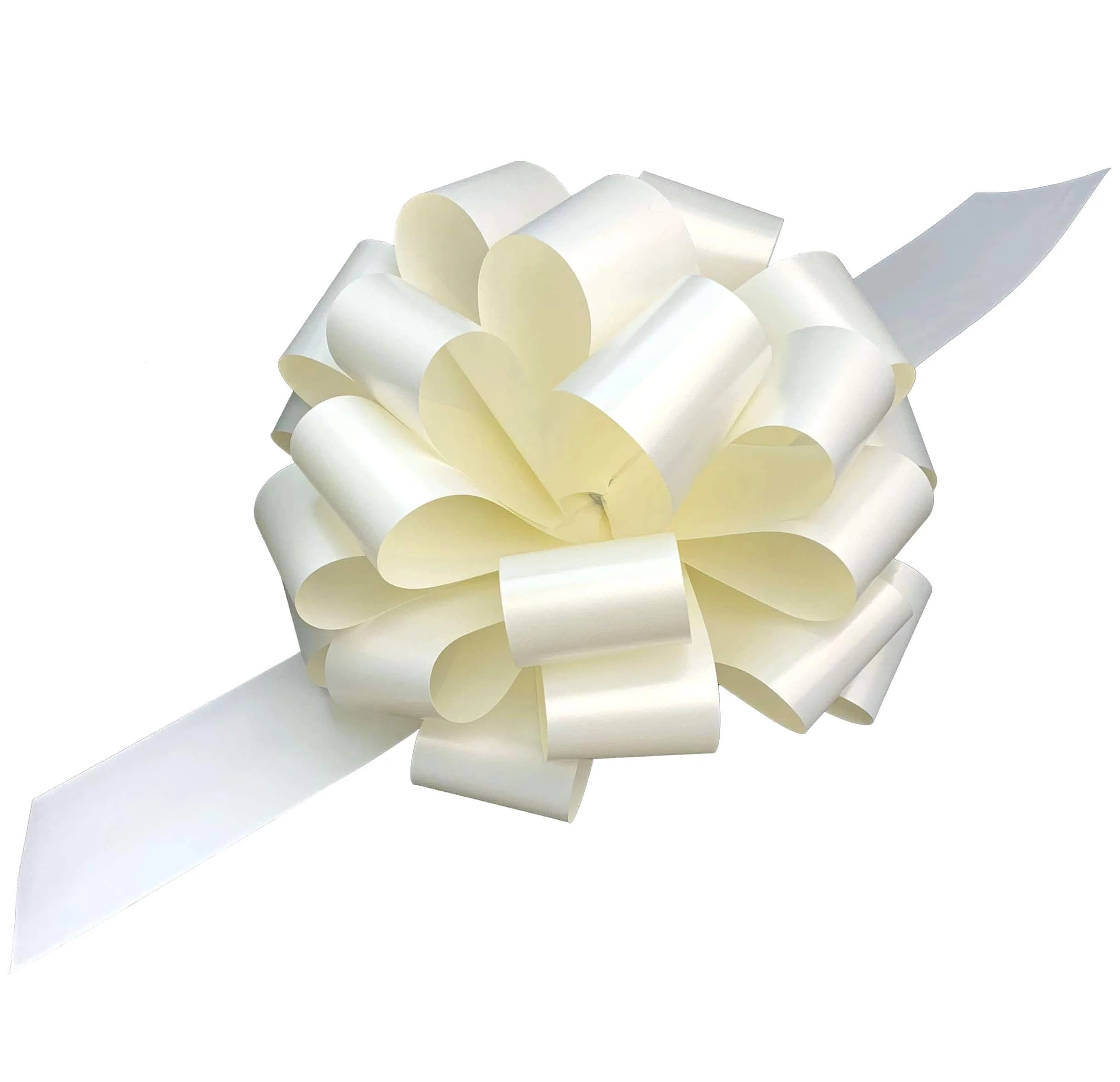 GiftWrap Etc. Large Ivory Ribbon Wedding Bows 22.86cm (9 Inch) Pack of 6 | Easy Pull Bows for Gifts & Events - main product image
