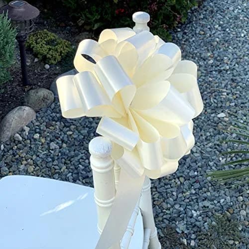 GiftWrap Etc. Large Ivory Ribbon Wedding Bows 22.86cm (9 Inch) Pack of 6 | Easy Pull Bows for Gifts & Events thumbnail 5