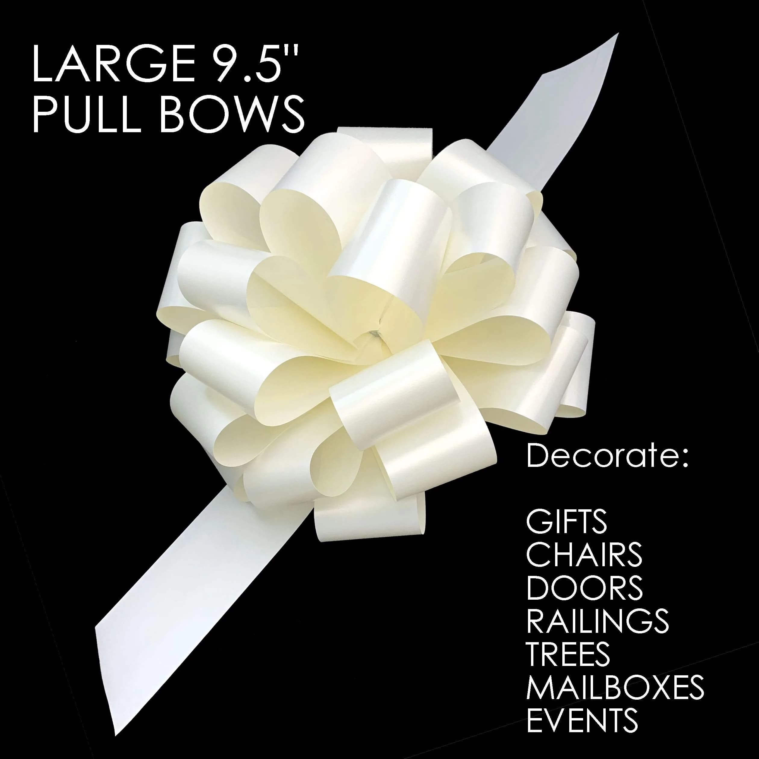 GiftWrap Etc. Large Ivory Ribbon Wedding Bows 22.86cm (9 Inch) Pack of 6 | Easy Pull Bows for Gifts & Events - view 6