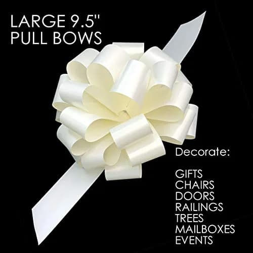 GiftWrap Etc. Large Ivory Ribbon Wedding Bows 22.86cm (9 Inch) Pack of 6 | Easy Pull Bows for Gifts & Events thumbnail 6