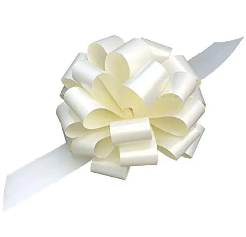 GiftWrap Etc. Large Ivory Ribbon Wedding Bows 22.86cm (9 Inch) Pack of 6 | Easy Pull Bows for Gifts & Events thumbnail 1