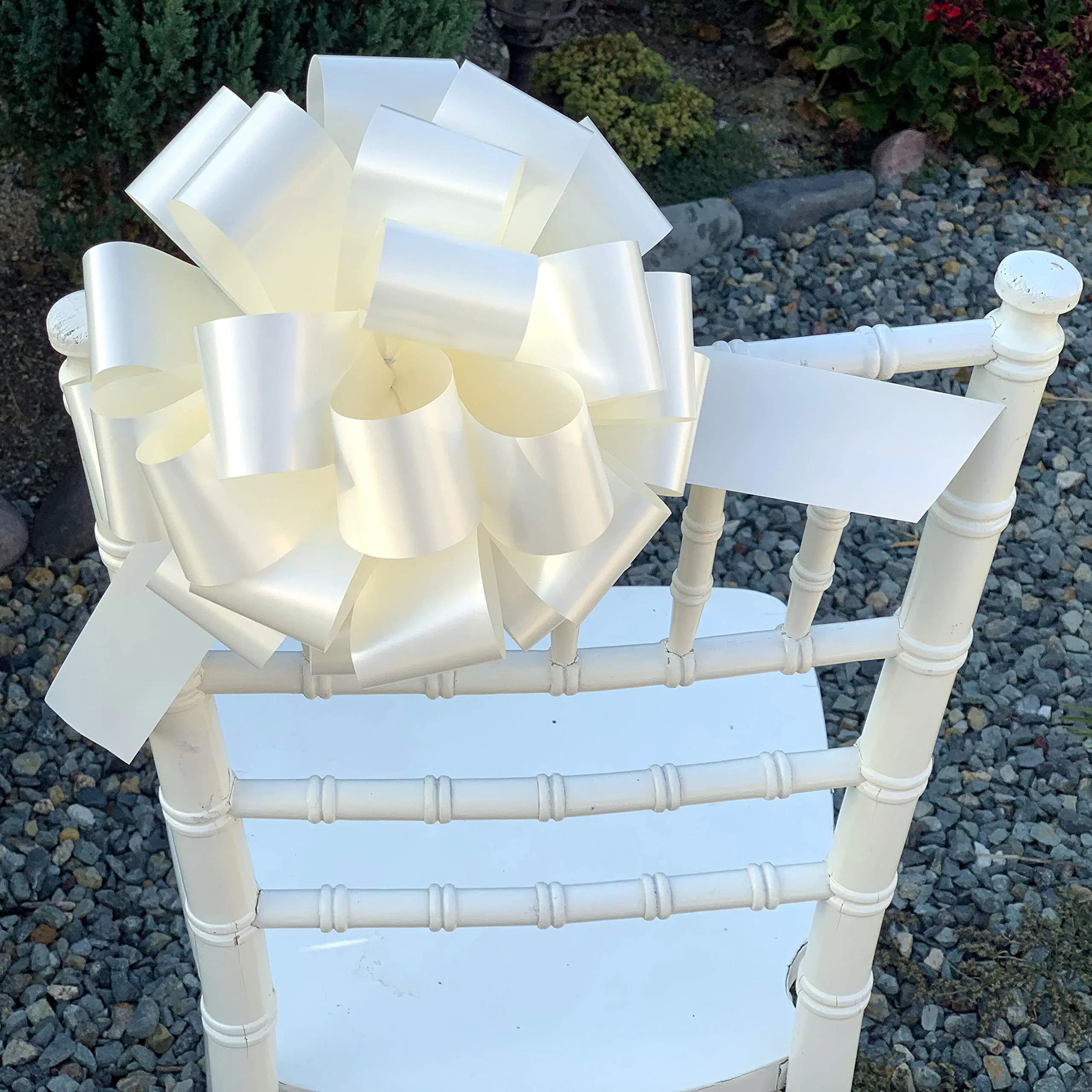 GiftWrap Etc. Large Ivory Ribbon Wedding Bows 22.86cm (9 Inch) Pack of 6 | Easy Pull Bows for Gifts & Events - view 3