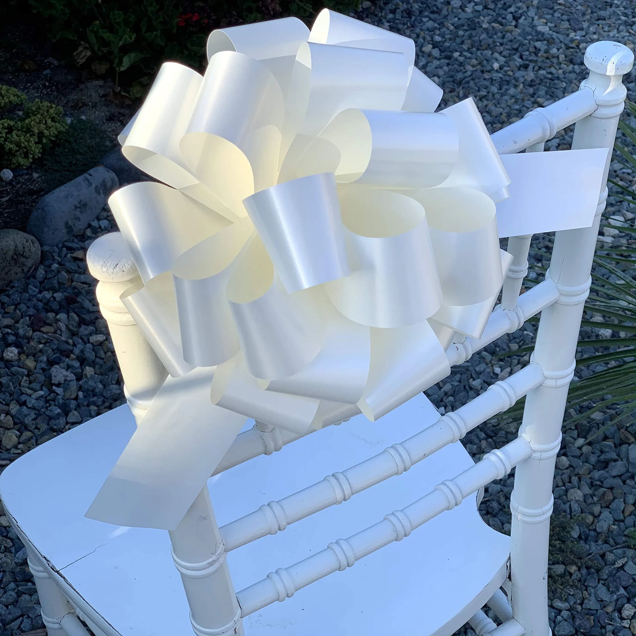 GiftWrap Etc. Large Ivory Ribbon Wedding Bows 22.86cm (9 Inch) Pack of 6 | Easy Pull Bows for Gifts & Events - view 4