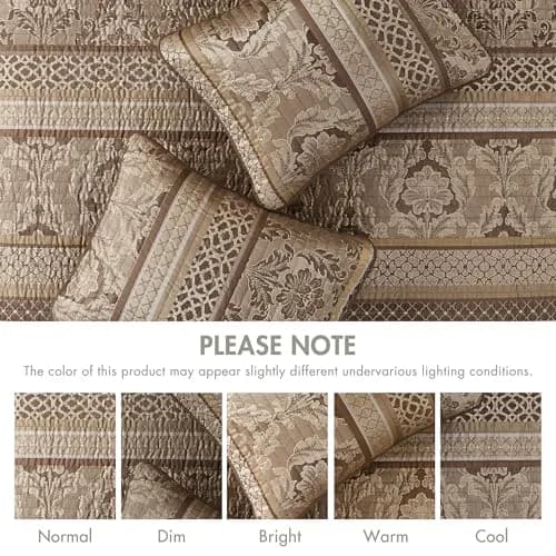 Madison Park Bellagio Jacquard Quilt Set King/Cal King | Geometric Damask Pattern, Lightweight for Summer & Layering thumbnail 7
