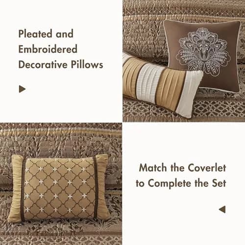 Madison Park Bellagio Jacquard Quilt Set King/Cal King | Geometric Damask Pattern, Lightweight for Summer & Layering thumbnail 4