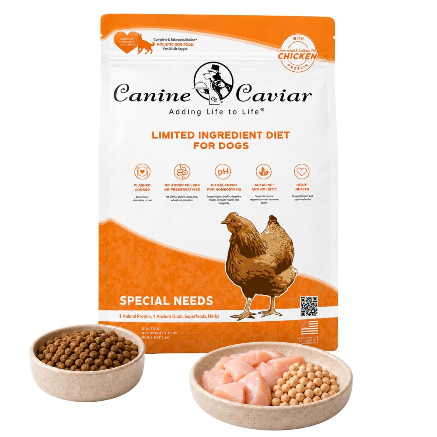 Canine Caviar Special Needs Dry Dog Food Chicken & Brown Rice 4.4 lb | Alkaline, Sensitive Digestive Support