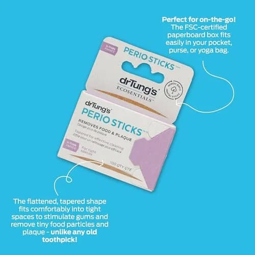 drTung's Perio Sticks Dental Cleaning X-Thin 100 Count (Pack of 6) | Eco-Friendly Birch Interdental Picks thumbnail 5