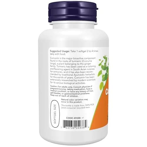 NOW Supplements Turmeric Curcumin 60 Softgels | Standardized Extract with 95% Curcuminoids thumbnail 3