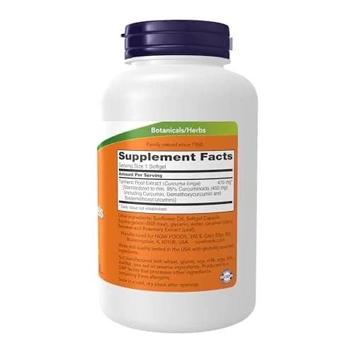 NOW Turmeric Curcumin Softgels 120 Count (120 Count) | Standardized Extract with 95% Curcuminoids for Solubility thumbnail 2