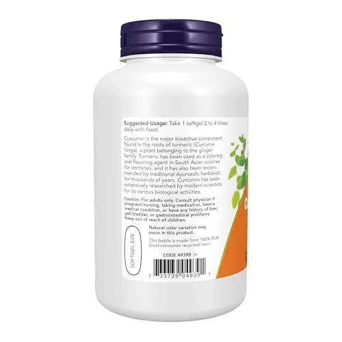 NOW Turmeric Curcumin Softgels 120 Count (120 Count) | Standardized Extract with 95% Curcuminoids for Solubility thumbnail 3