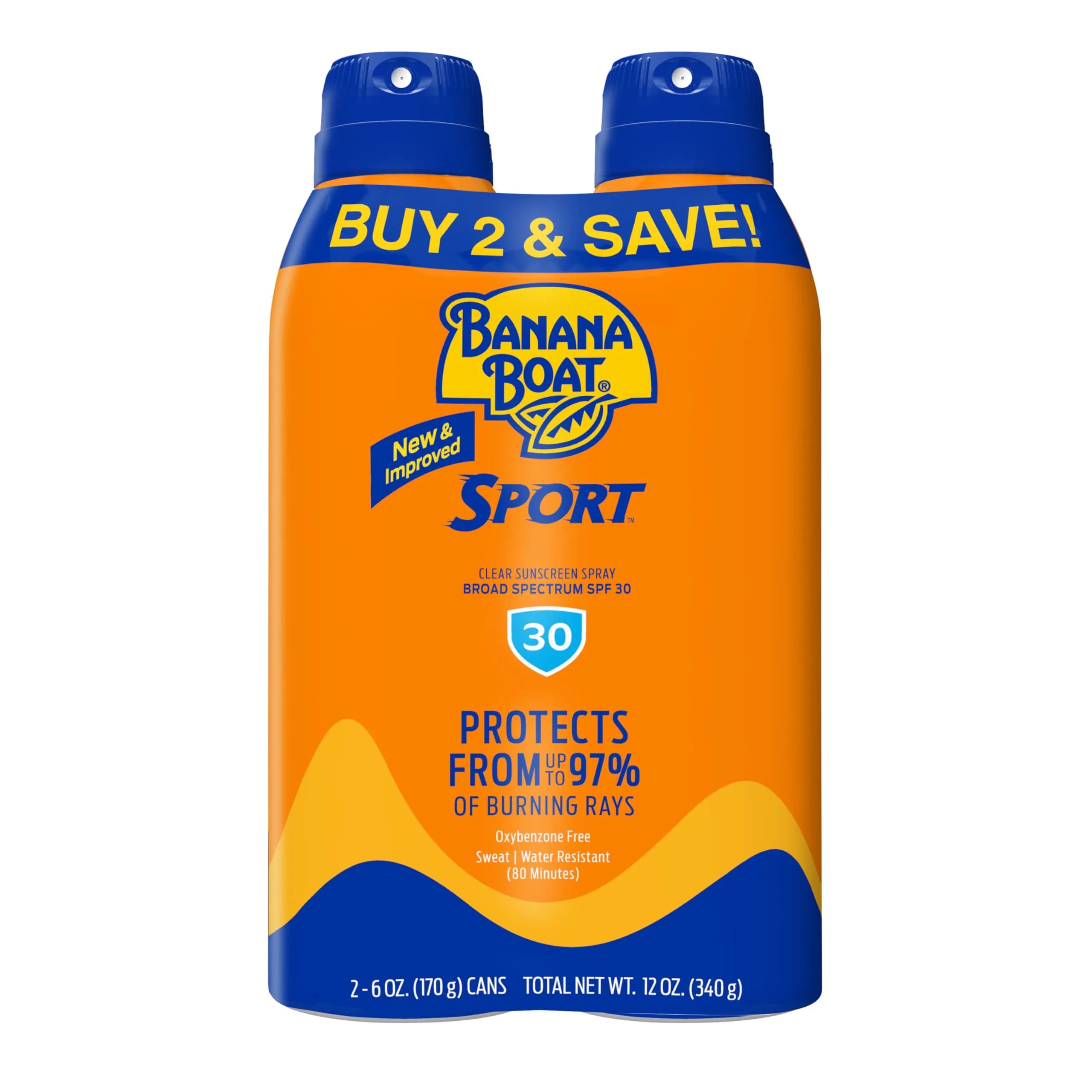 Banana Boat Sport Ultra SPF 30 Sunscreen Spray 177ml (6 oz Twin Pack) | Sweat & Water Resistant 80 Min - main product image