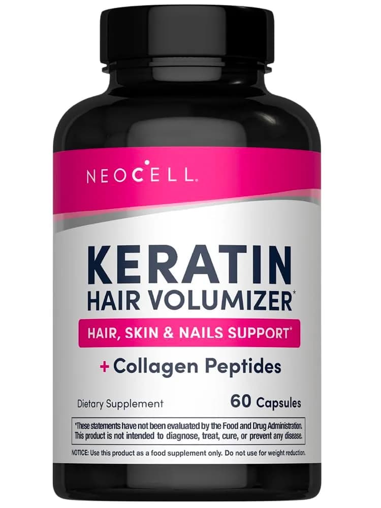NeoCell Keratin Hair Volumizer 60 Capsules | Hair, Skin & Nails Support — White