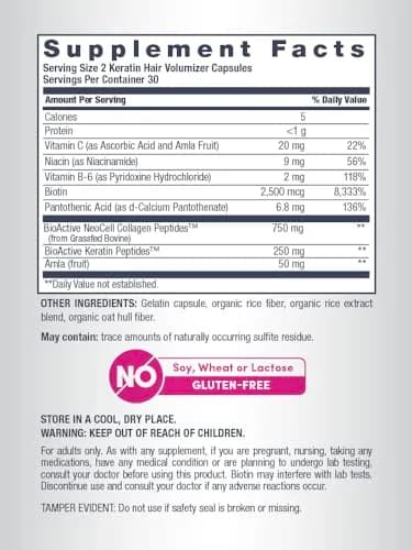 NeoCell Keratin Hair Volumizer 60 Capsules | Hair, Skin & Nails Support thumbnail 4