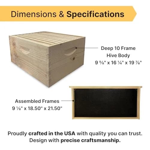 Mann Lake 10-Frame Deep Hive Kit, 9⅝" Bee Hive Body, Unpainted | Durable Pine, Ready to Use thumbnail 7