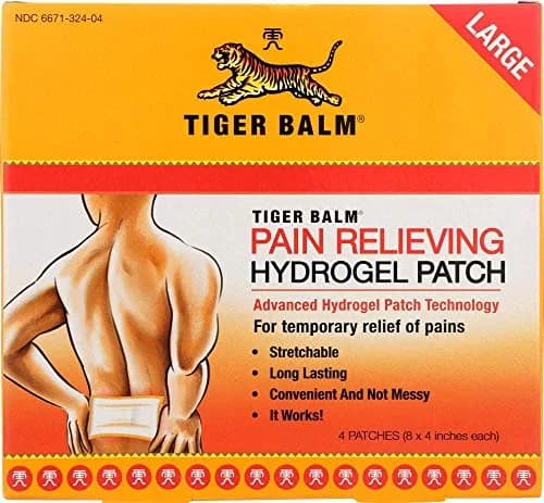 Tiger Balm Pain Relieving Patch Large 4 Count | Fast-Acting, Non-Greasy, Unnoticeable Under Clothing thumbnail 1