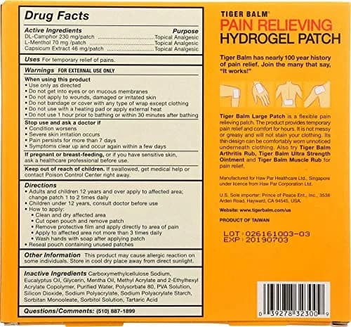Tiger Balm Pain Relieving Patch Large 4 Count | Fast-Acting, Non-Greasy, Unnoticeable Under Clothing thumbnail 2