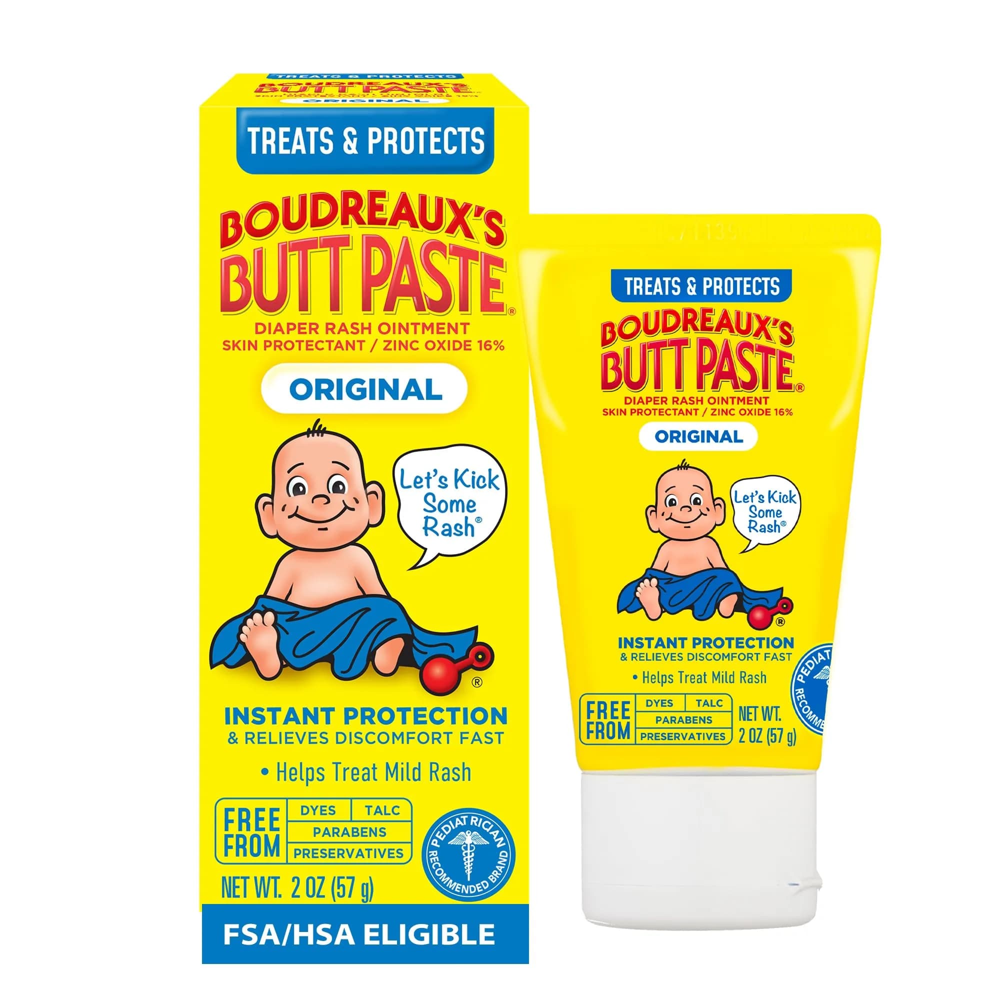 Boudreaux's Butt Paste Original Diaper Rash Ointment 12 oz (2 oz Tubes, Pack of 6) | Pharmacist-Developed Skin Protectant — 2 Ounce