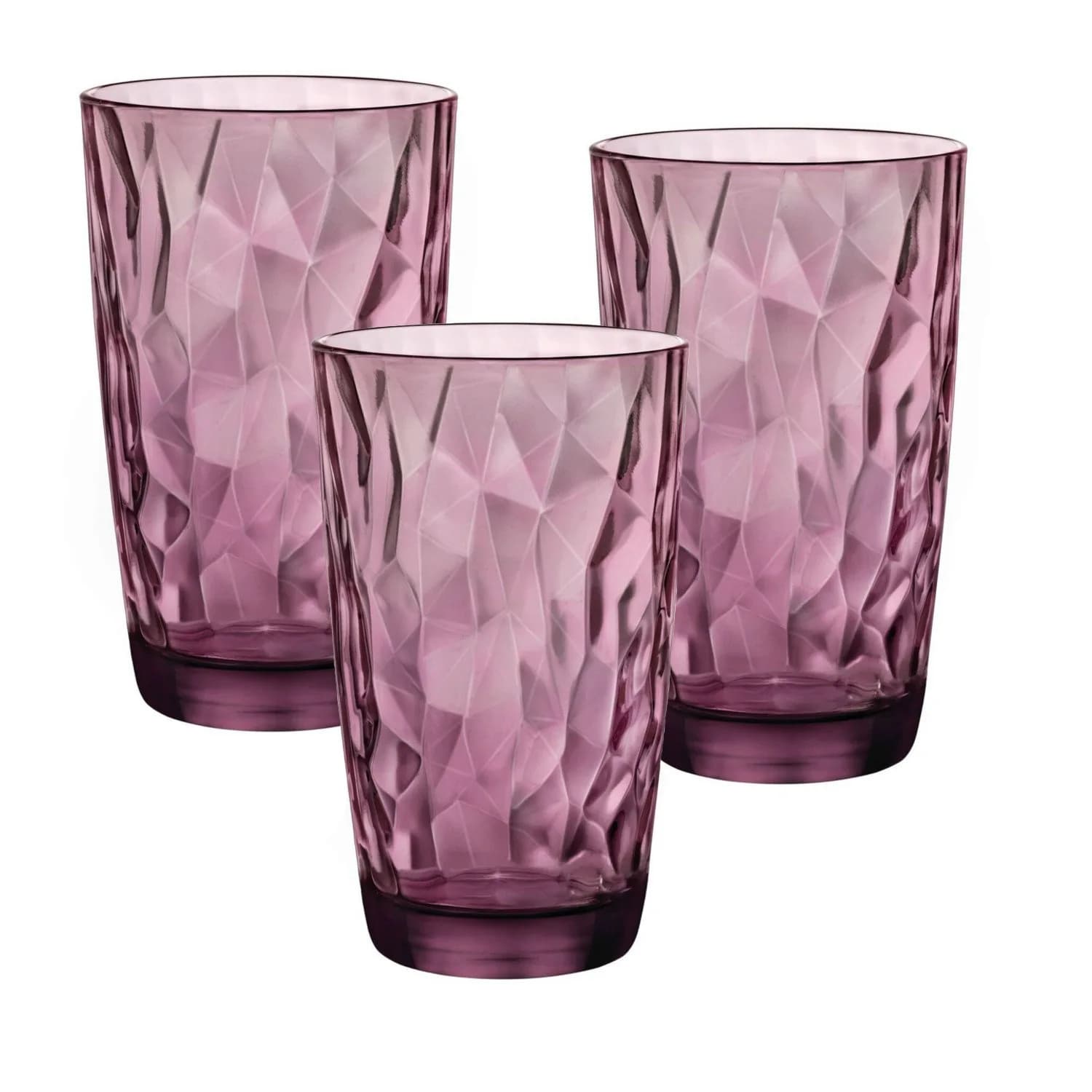 Bormioli Rocco Diamond Cooler Glasses, Rock Purple 16 oz | Made in Italy, Recyclable, Dishwasher Safe - main product image
