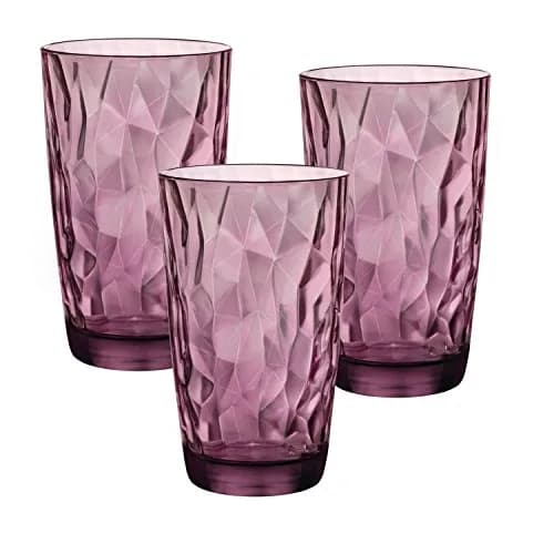 Bormioli Rocco Diamond Cooler Glasses, Rock Purple 16 oz | Made in Italy, Recyclable, Dishwasher Safe thumbnail 1