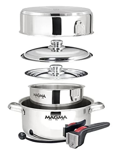 MAGMA 7 Piece Stainless Steel Nesting Cookware Set | Space-Saving, Induction Compatible, Oven Safe to 500°F thumbnail 1