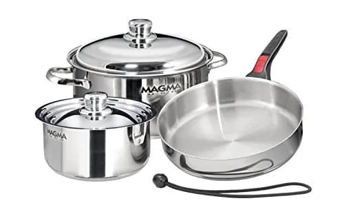 MAGMA 7 Piece Stainless Steel Nesting Cookware Set | Space-Saving, Induction Compatible, Oven Safe to 500°F thumbnail 2