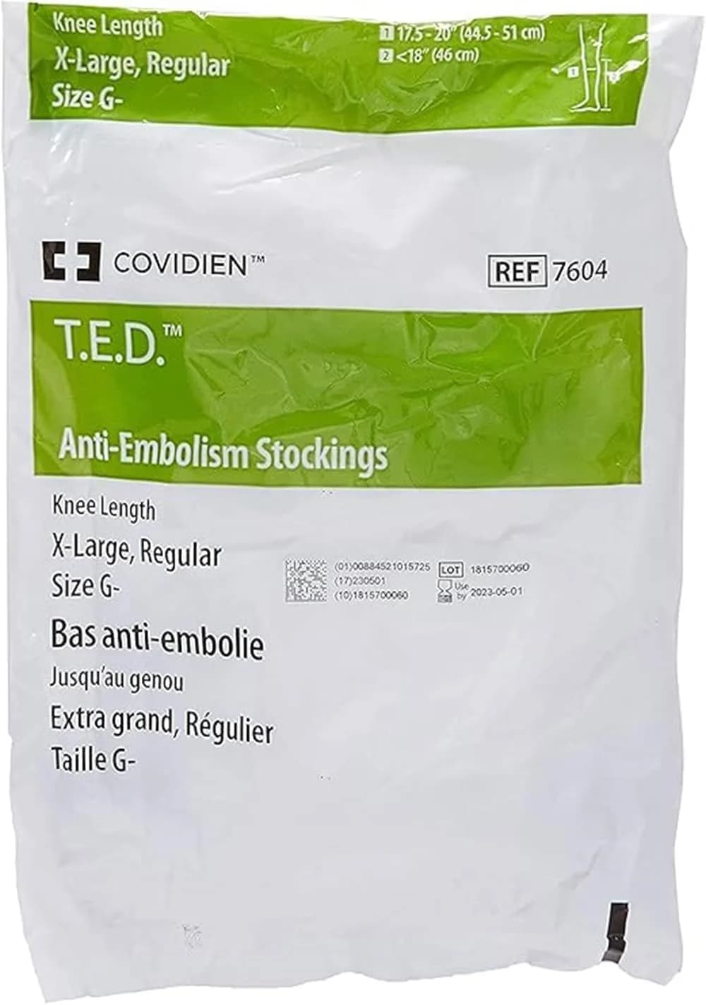 COVIDIEN TED STOCKING KNEE XLG REGULAR (PR) White | Anti-embolism Support for Recovery — White