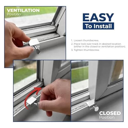 Prime-Line Sliding Window Security Lock for 1/8 in. Rail, Aluminum (4 Pack) | Secure & Ventilate Windows thumbnail 3