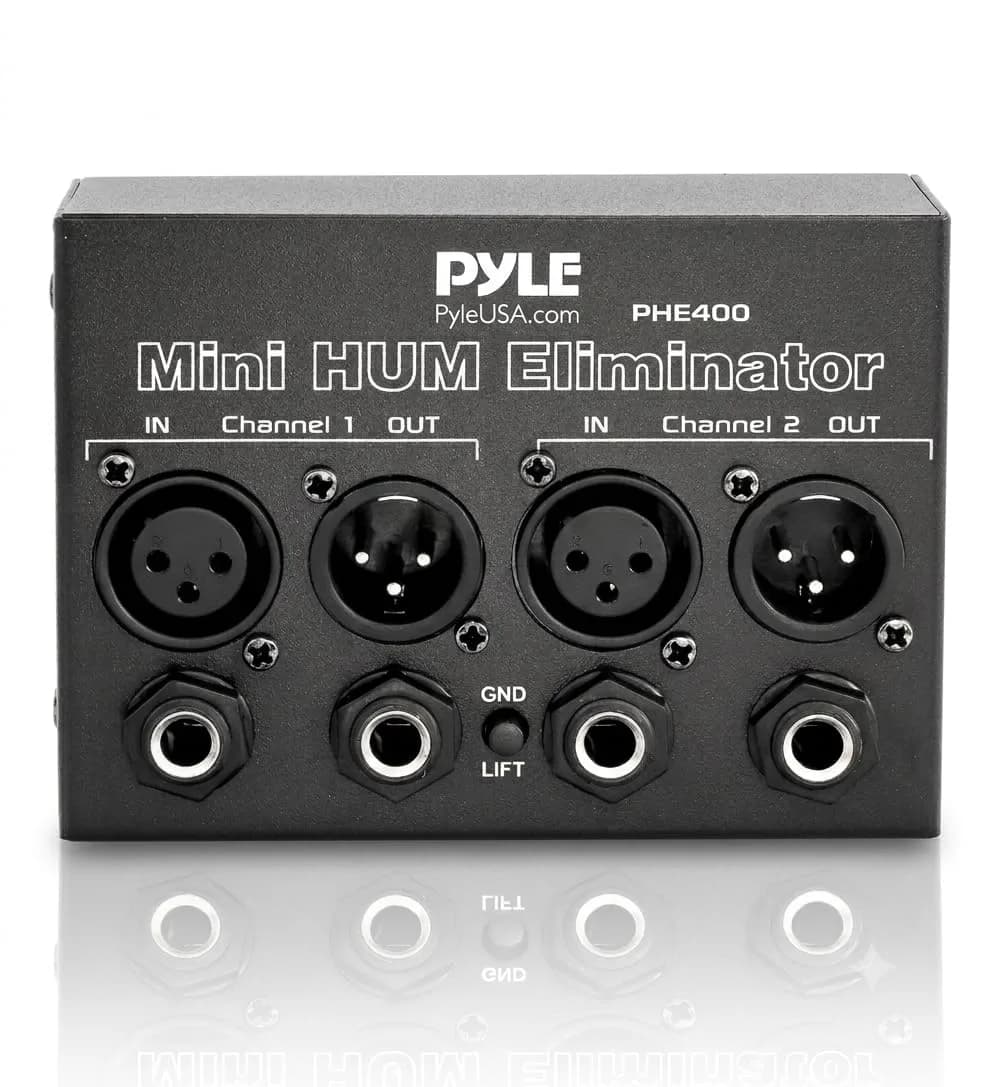 Pyle Compact Mini Hum Eliminator Box - 2 Channel Passive Ground Loop Isolator with 1/4" TRS Phone & XLR Input/Output - main product image