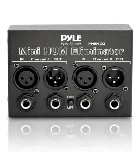Pyle Compact Mini Hum Eliminator Box - 2 Channel Passive Ground Loop Isolator with 1/4" TRS Phone & XLR Input/Output thumbnail 1