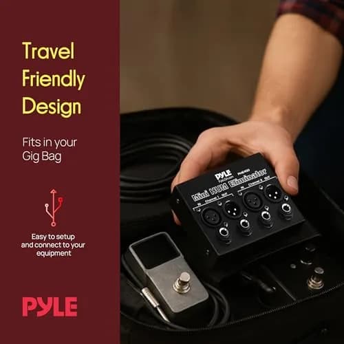 Pyle Compact Mini Hum Eliminator Box - 2 Channel Passive Ground Loop Isolator with 1/4" TRS Phone & XLR Input/Output thumbnail 5