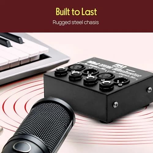Pyle Compact Mini Hum Eliminator Box - 2 Channel Passive Ground Loop Isolator with 1/4" TRS Phone & XLR Input/Output thumbnail 6