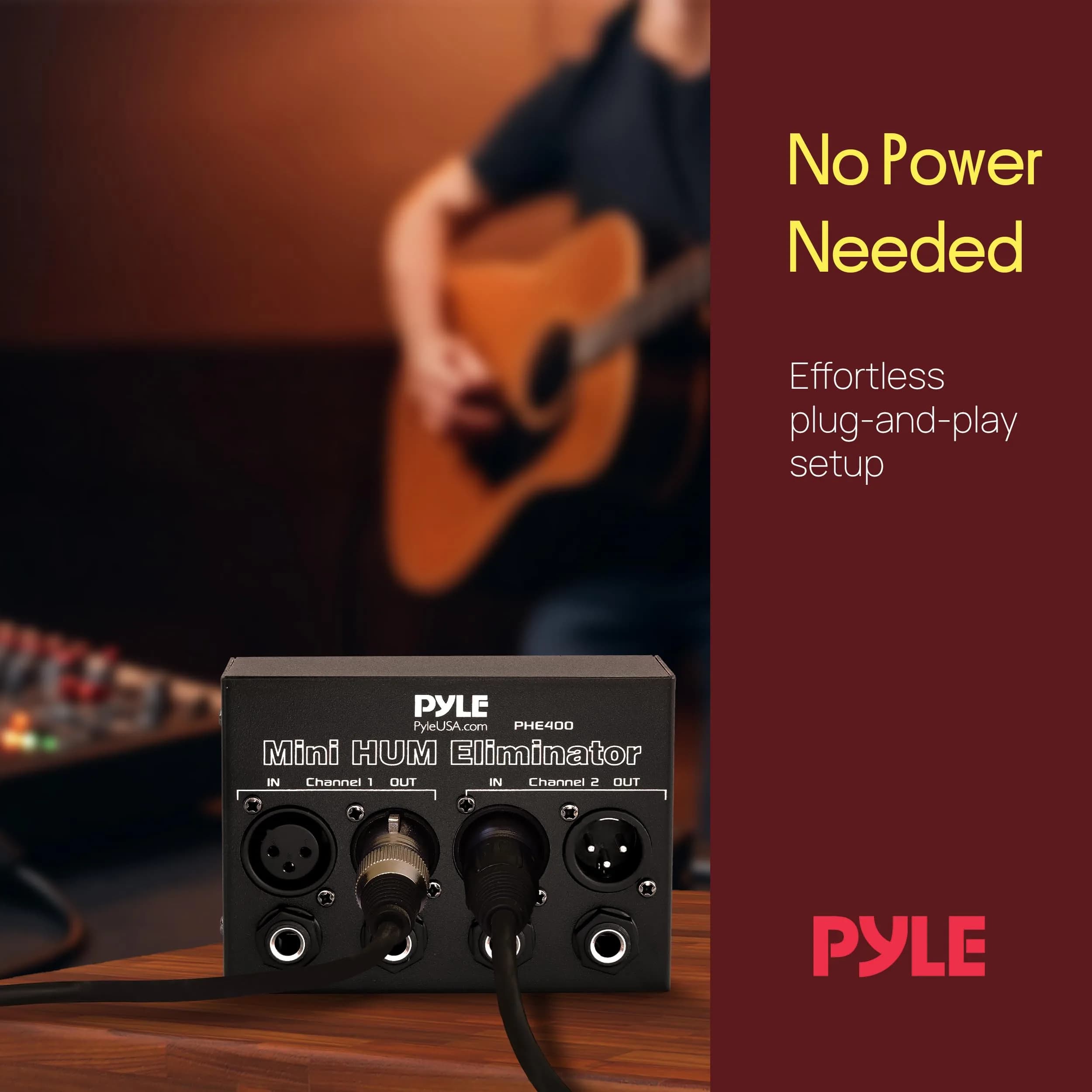 Pyle Compact Mini Hum Eliminator Box - 2 Channel Passive Ground Loop Isolator with 1/4" TRS Phone & XLR Input/Output - view 7