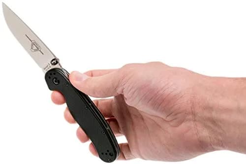 Ontario Knife Company Rat II, Satin AUS-8 Stainless Steel Drop-Point Blade Folding Pocket Knife, Black Nylon Handle Liner Lock Knife, Everyday Carry Knife – ON8860 thumbnail 3