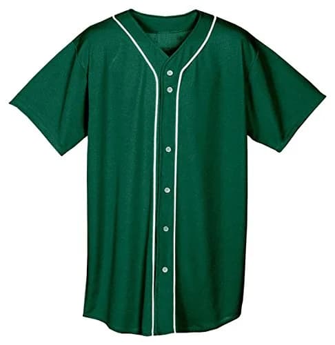 A4 Men's Classic Moisture Full Button Performance Baseball Top, Large, Forest Green | Pro-Style NFHS Standard (120 chars) thumbnail 1